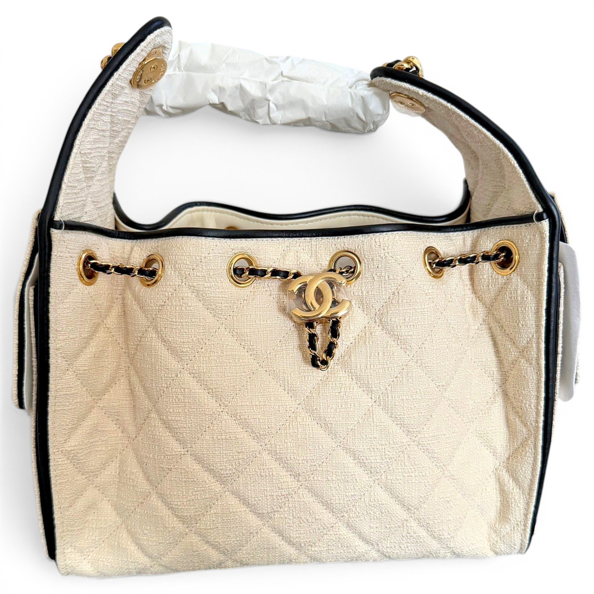 Chanel 25 linen handbag