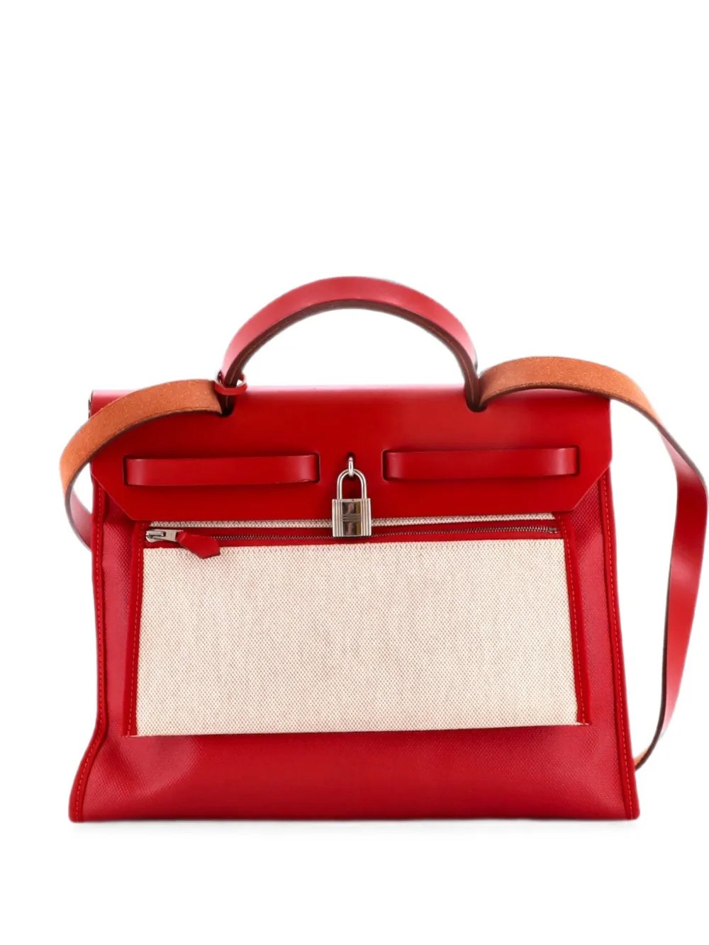 Hermes Herbag Zip Berline Vache Canvas and Leather 31 shoulder bag