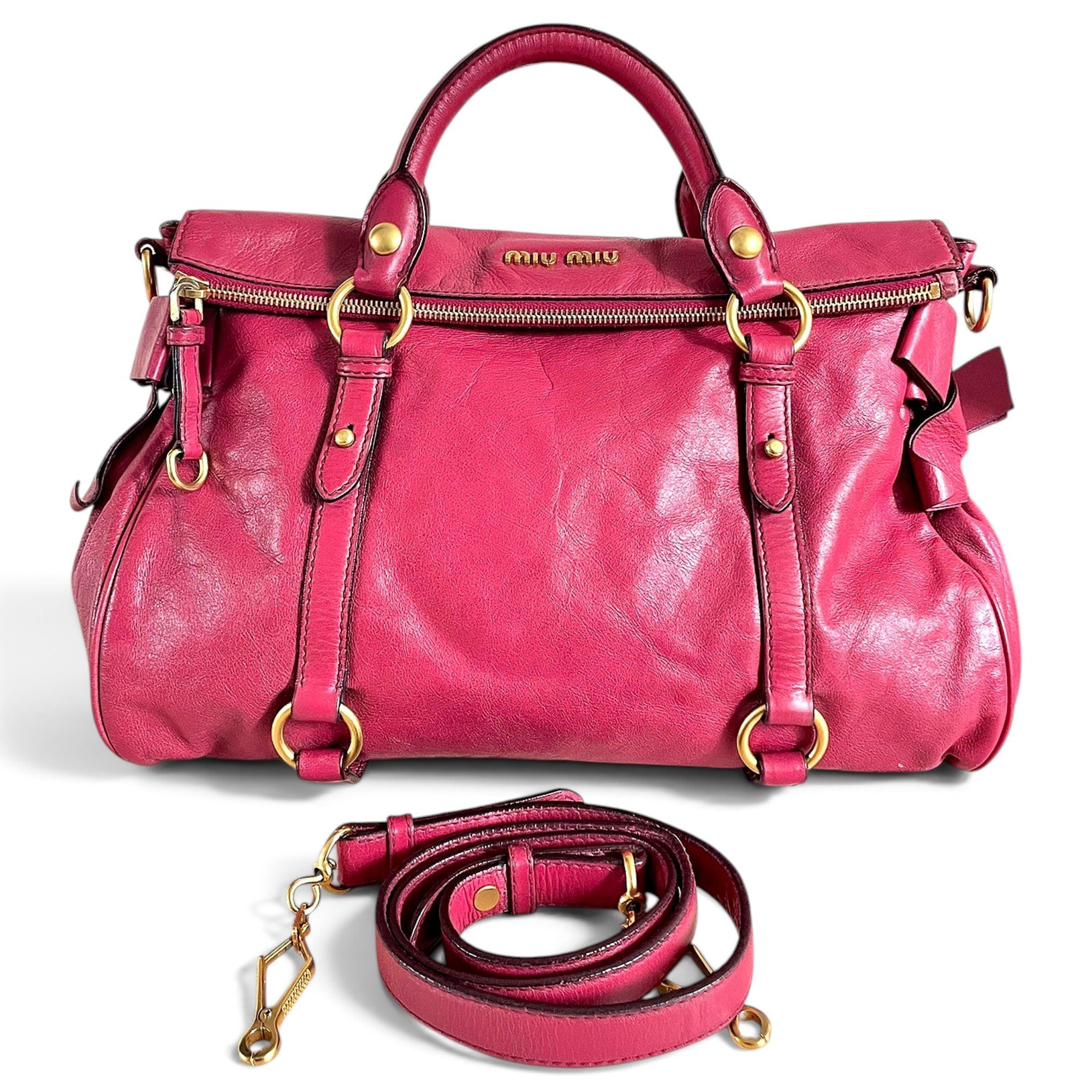 Bow bag leather handbag