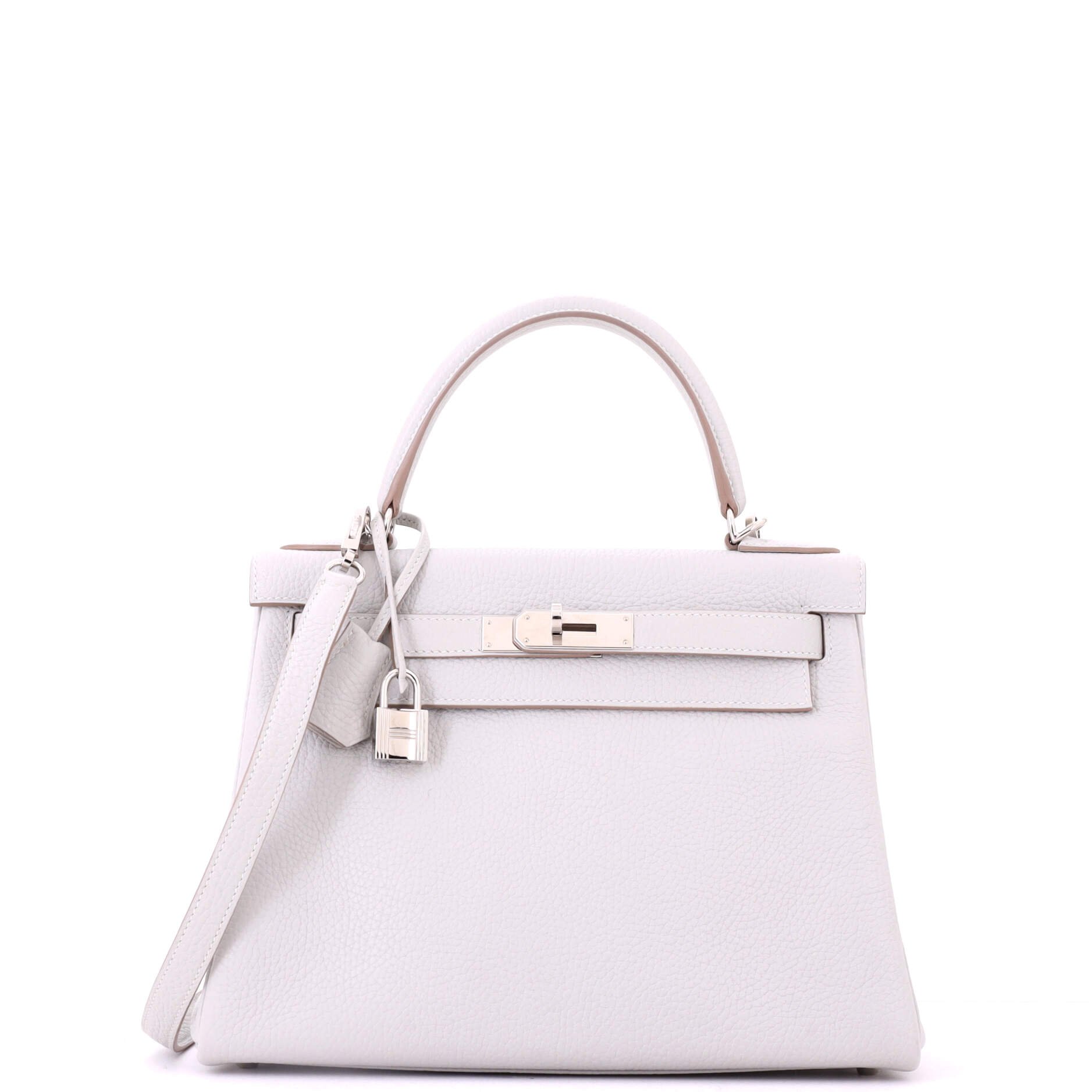 Hermes Kelly Handbag Grey Clemence with Palladium Hardware 28