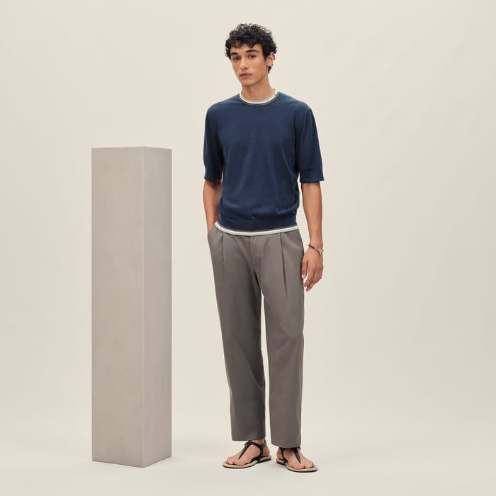 Indigo "Rayures & Twist" Crewneck Sweater