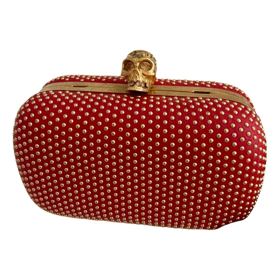 Skull leather clutch bag
