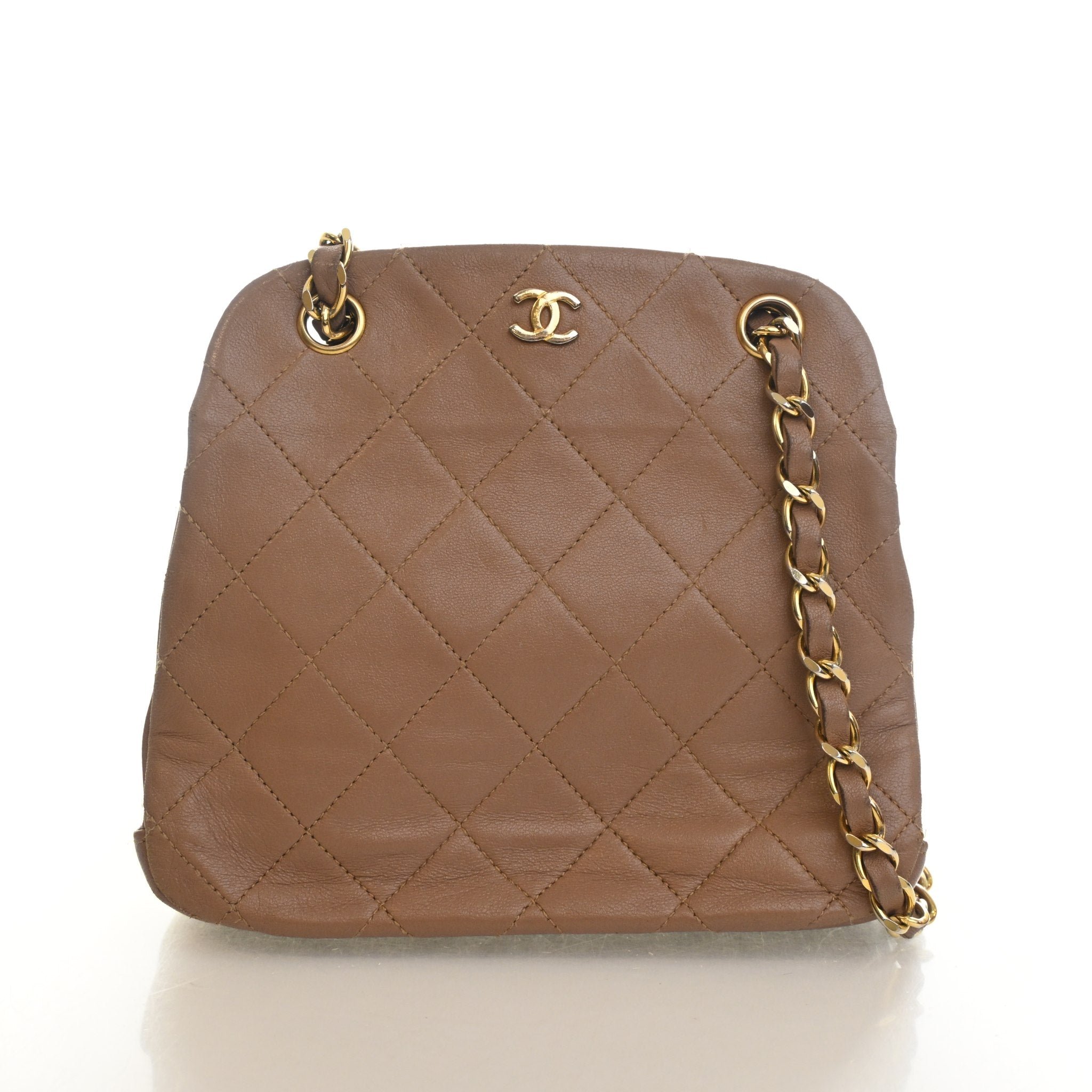 Chanel Vintage Lambskin Kisslock Frame Chain Shoulder Bag