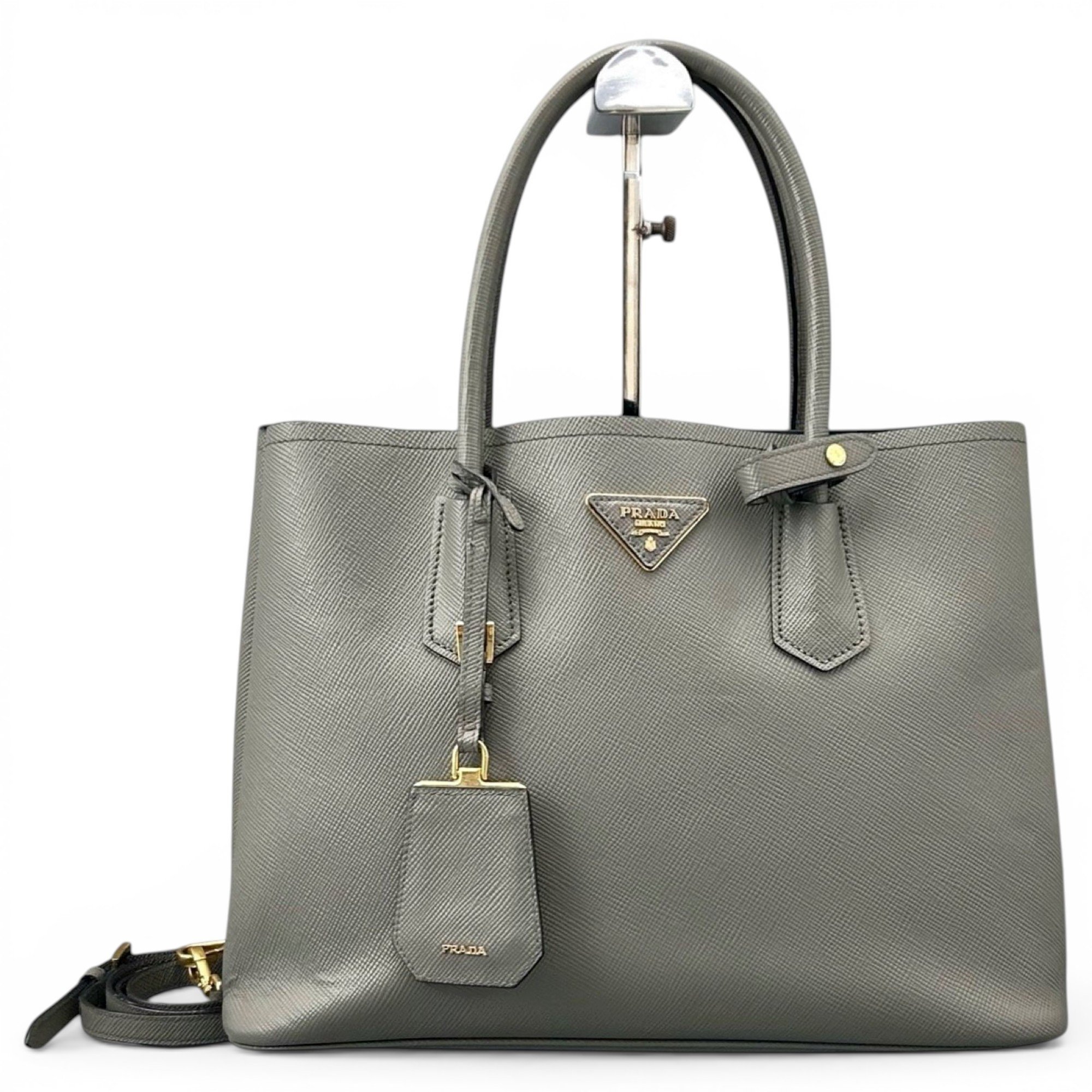 Double leather handbag