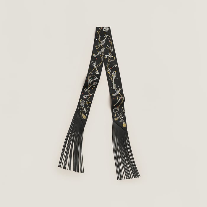 Les Cles a Pois Leather Fringes Twilly