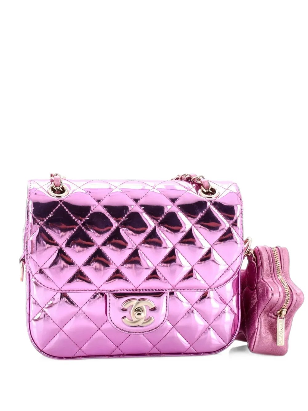 Hollywood Boulevard Square Flap Bag with Star Coin Purse Quilted Metallic Leather Mini shoulder bag