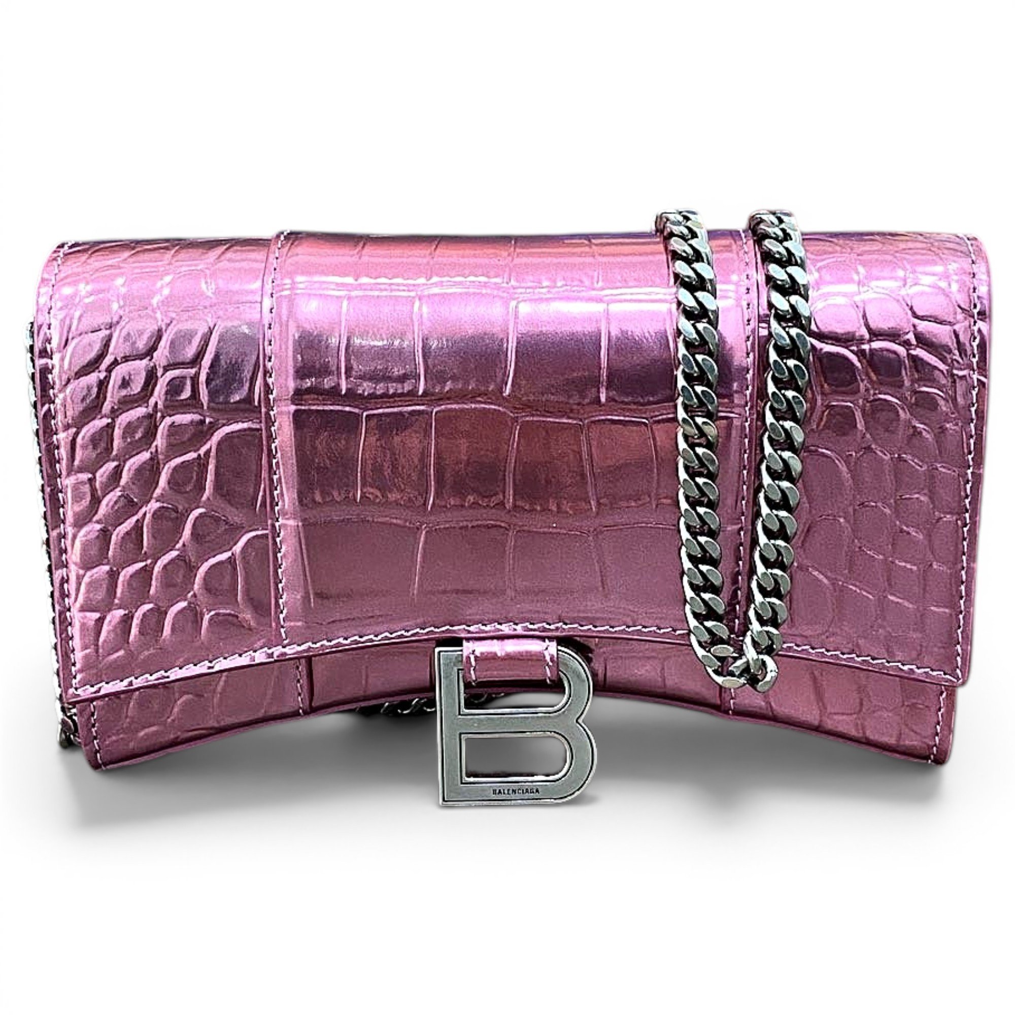 Hourglass leather handbag