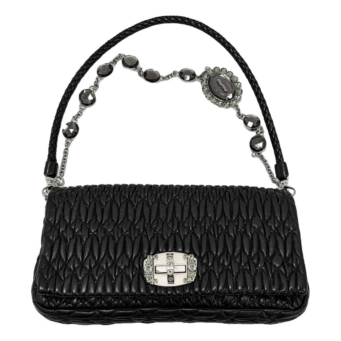 Miu Crystal leather handbag