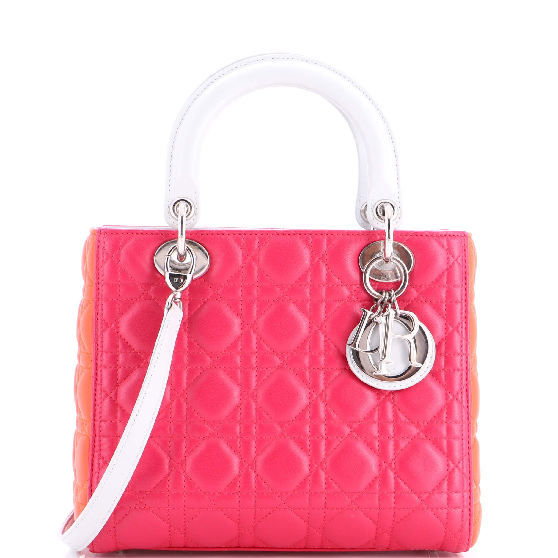 Tricolor Lady Dior Bag Cannage Quilt Lambskin Medium