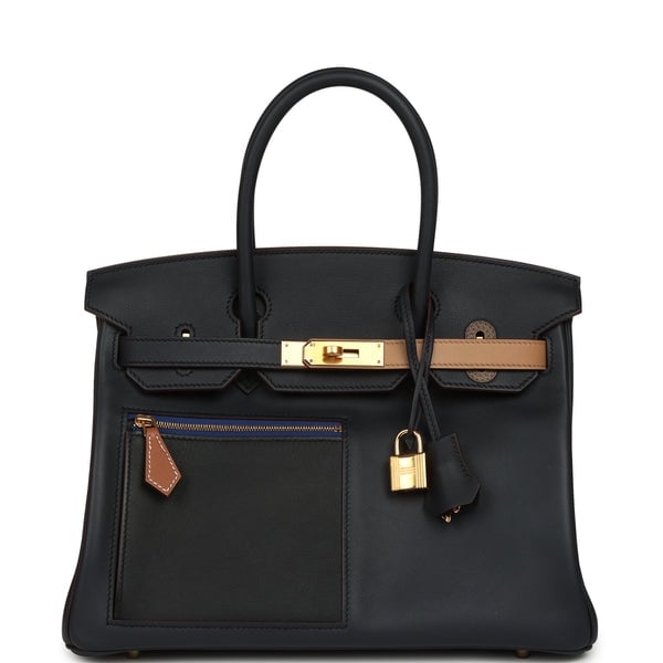 Hermes Hermes Colormatic Birkin 30 Bleu Navy, Black, Chai, Etoupe and Gold Swift Gold Hardware