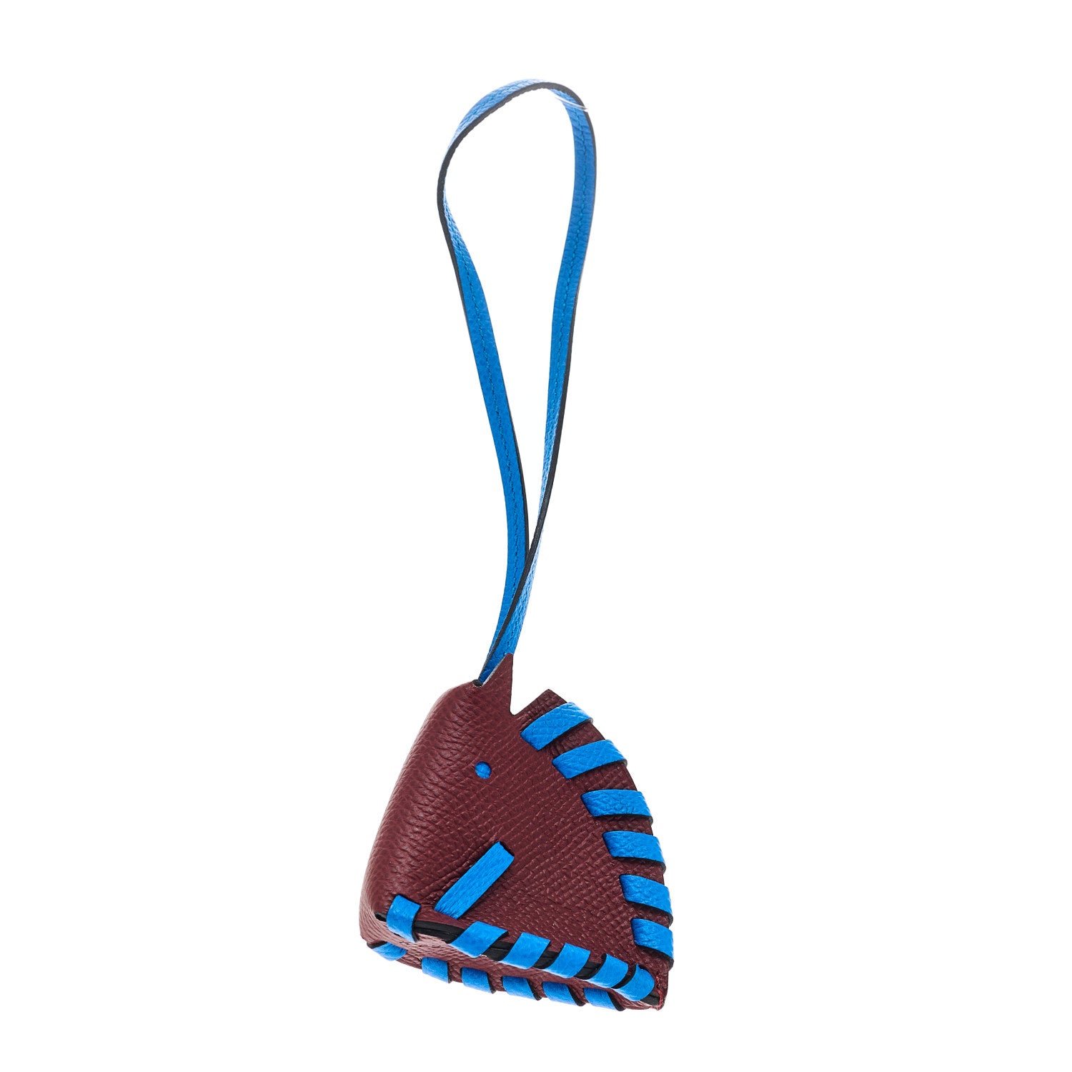 Hermes Epsom Cheval Tresse Bag Charm Rouge H Bleu Hydra