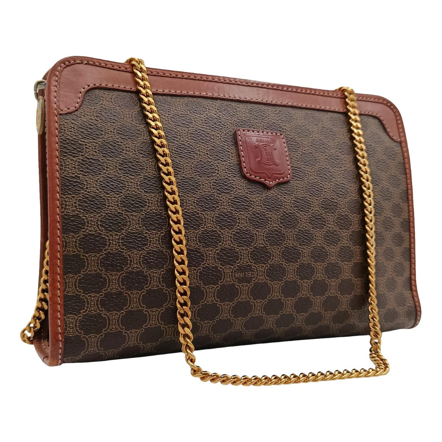 Triomphe chain cloth crossbody bag