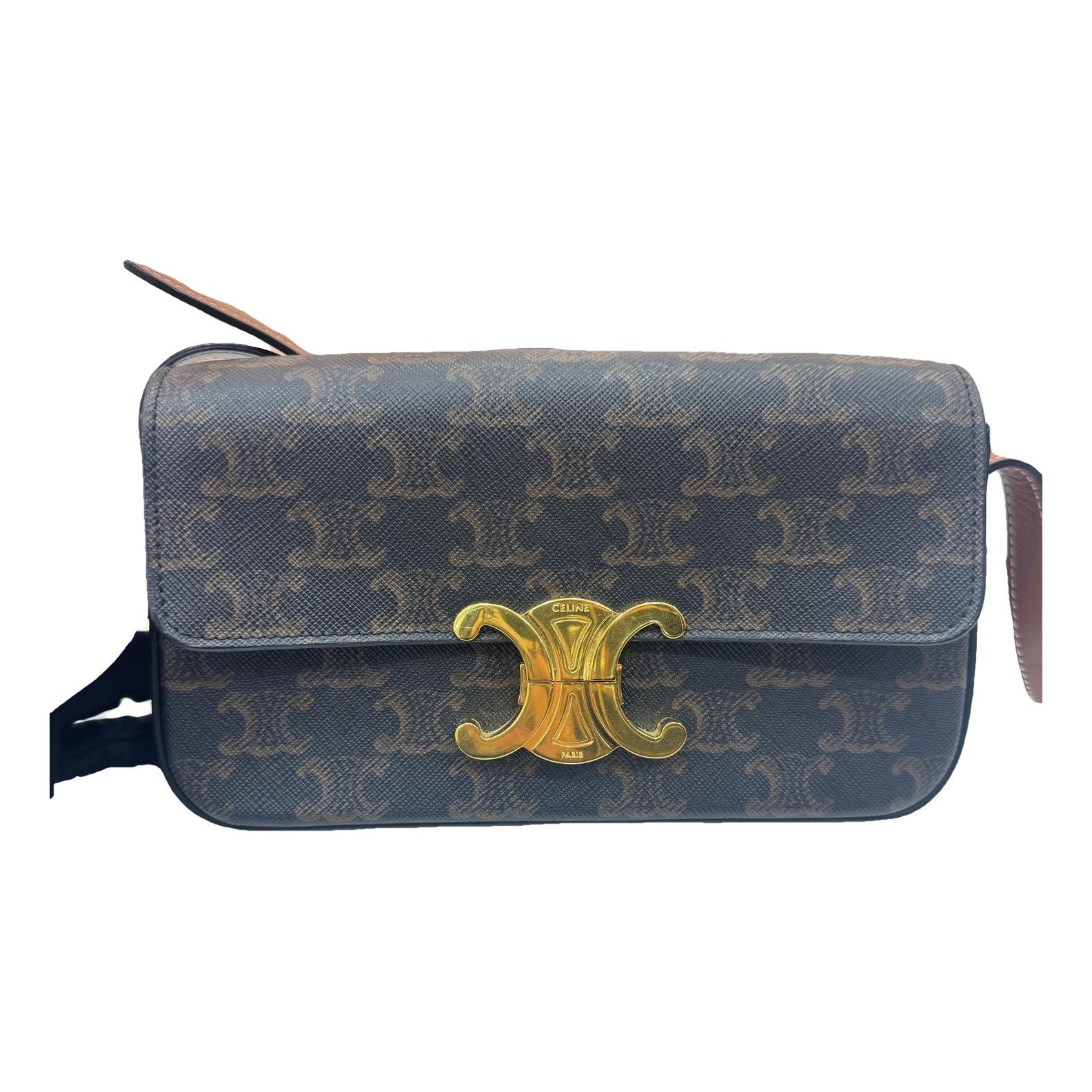 Triomphe chain leather handbag