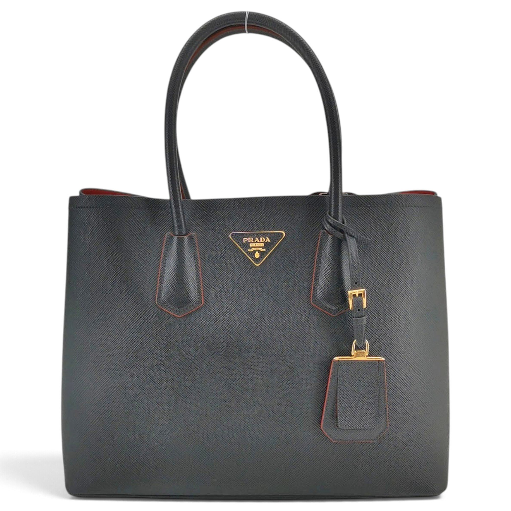 Double leather handbag