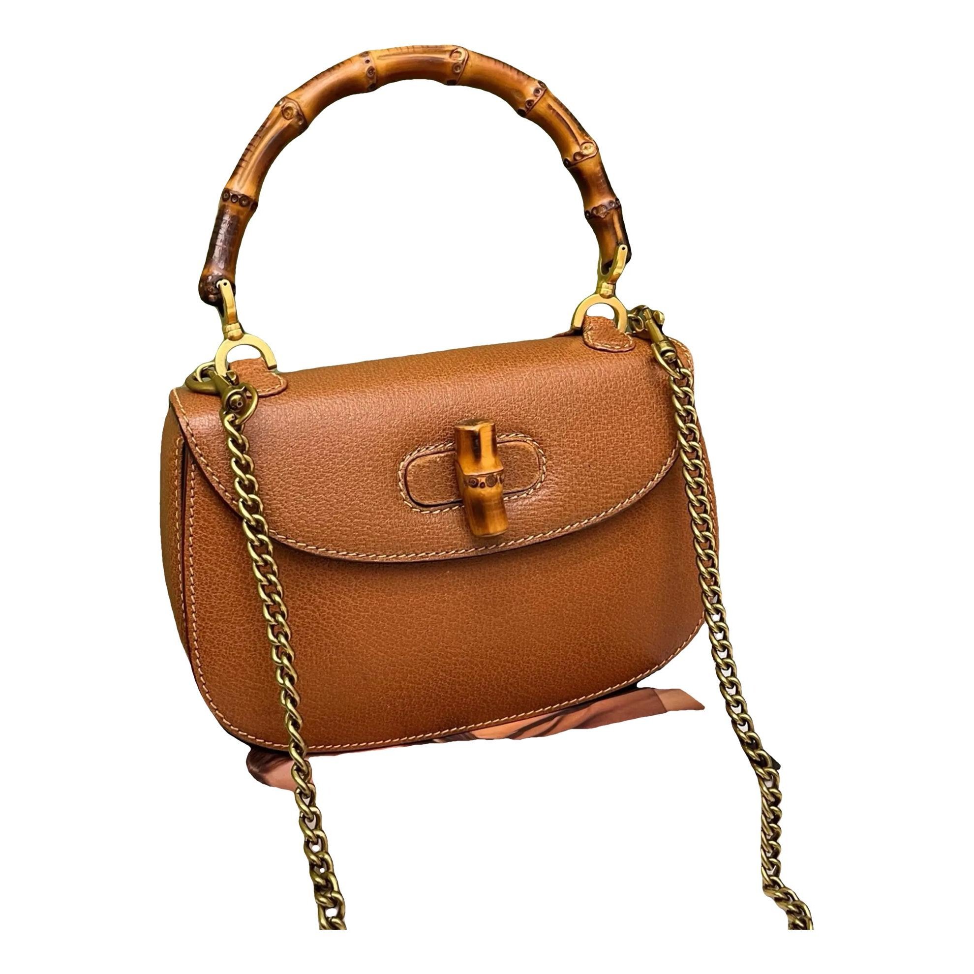 Convertible Bamboo Top Handle leather crossbody bag
