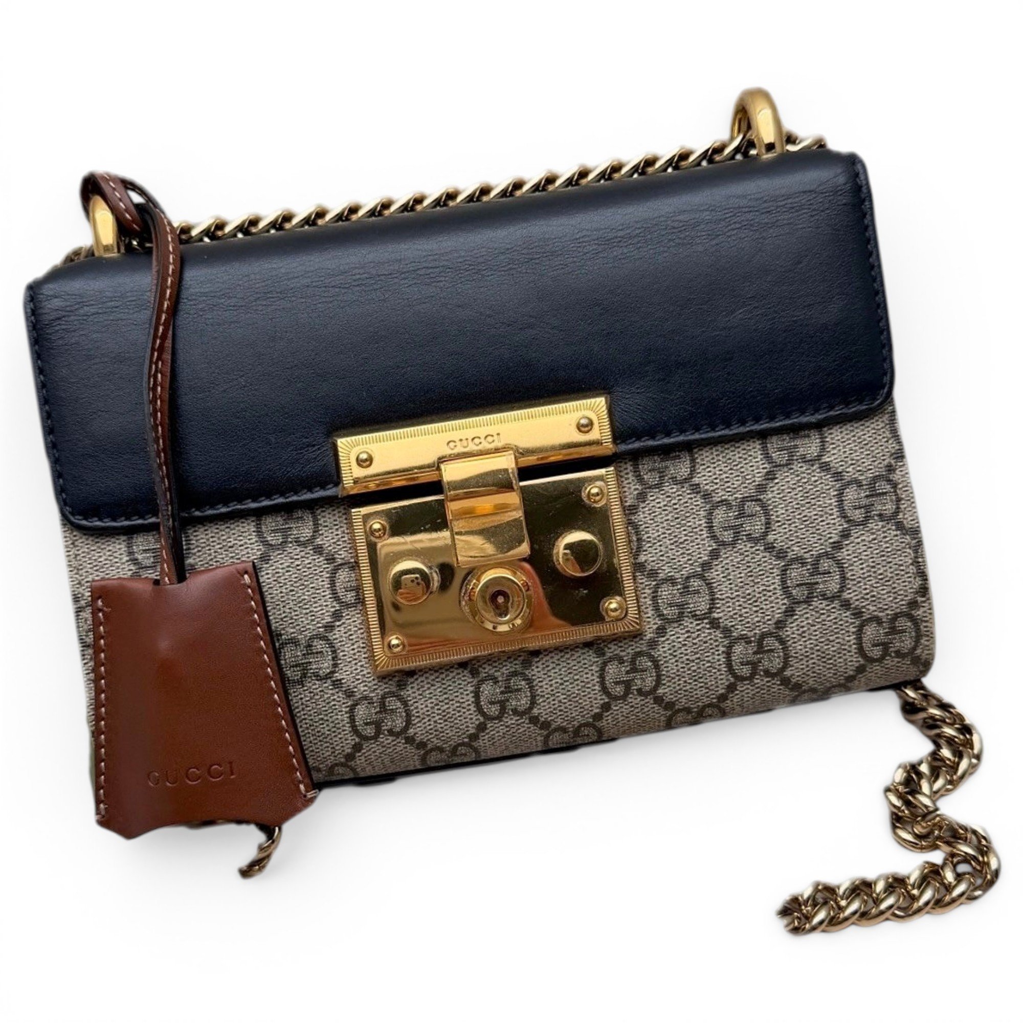 Padlock leather handbag