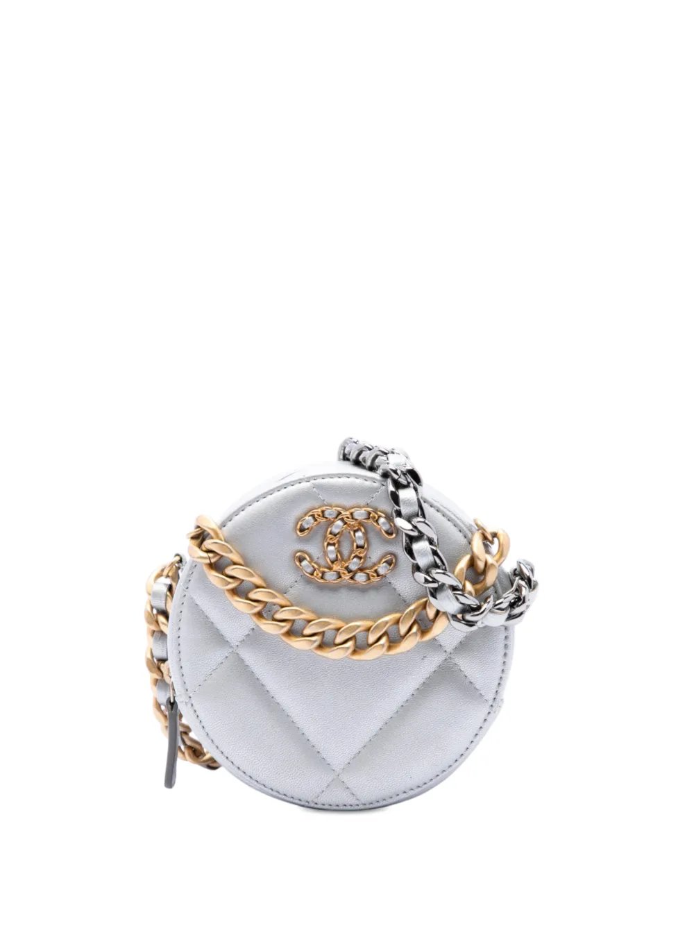 2020 Metallic Lambskin 19 Round Clutch with Chain satchel