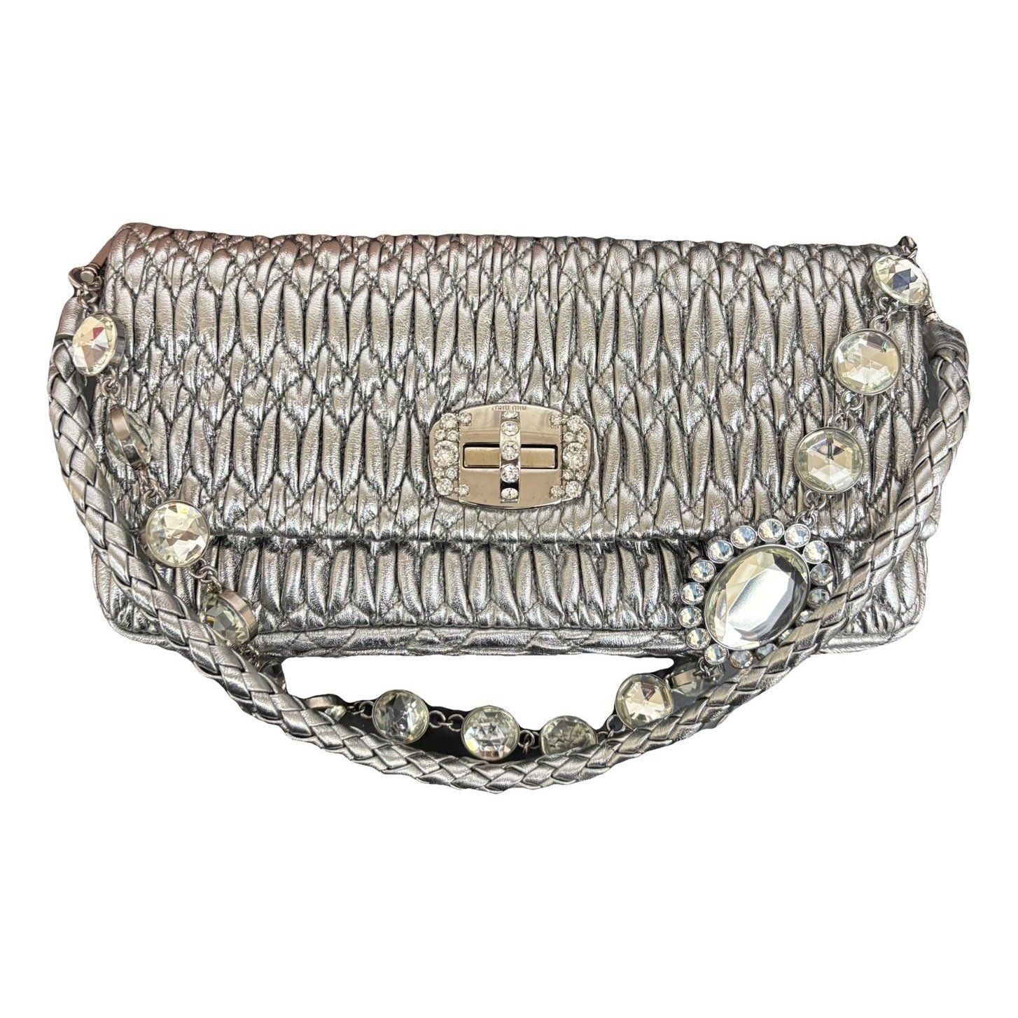 Miu Crystal leather handbag
