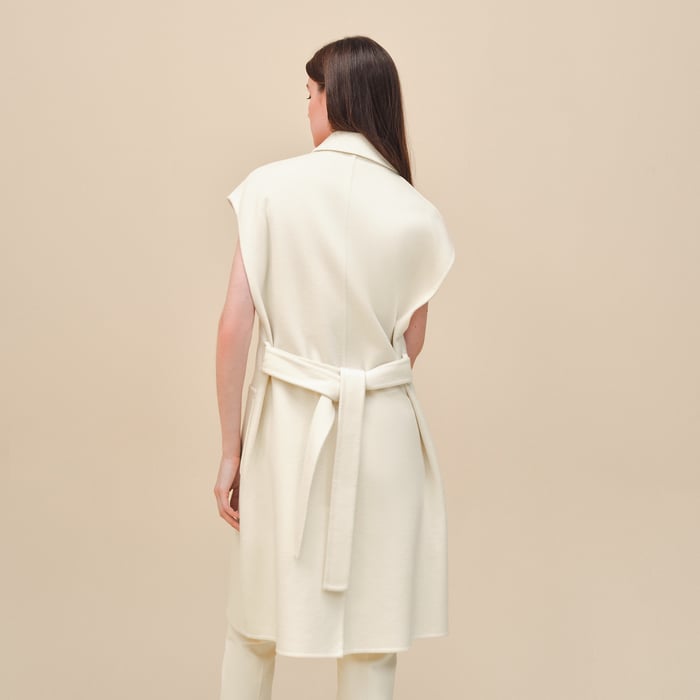 Blanc Naturel Belted Cashmere Long Vest