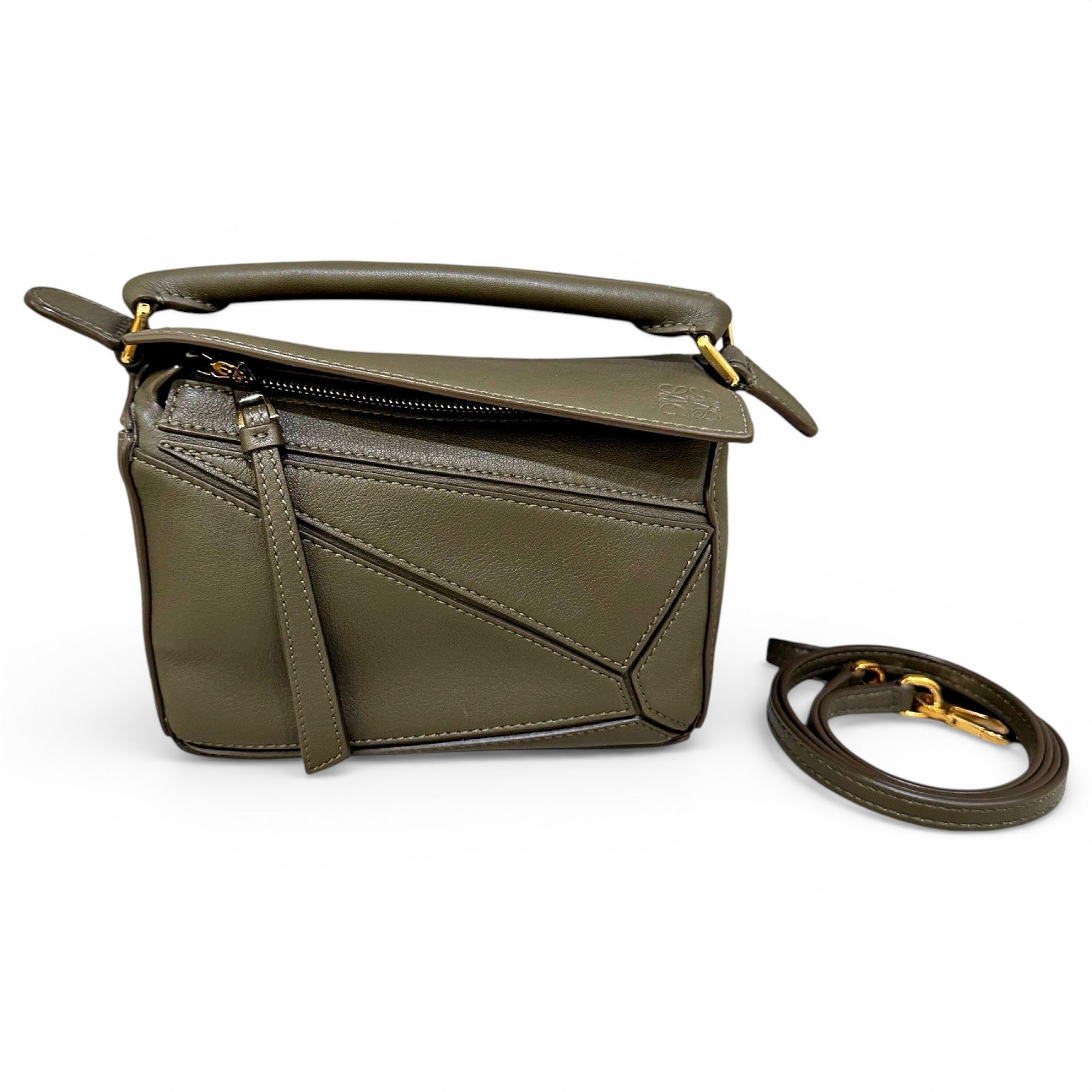 Puzzle leather handbag