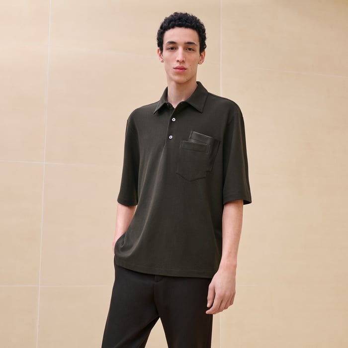 Kaki Polo Shirt With Pocket