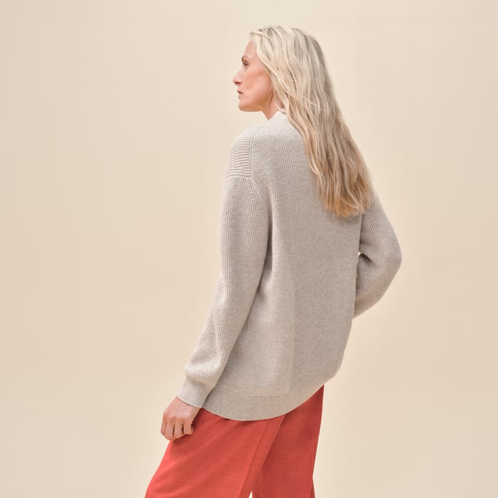 Beige Naturel Cashmere Mid-length Cardigan