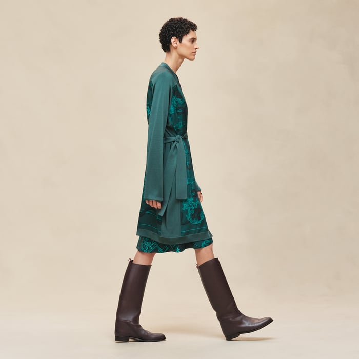 Vert Pin Cardigan Long Manches Longues Twillaine Imprimé « ferronnerie Remix »