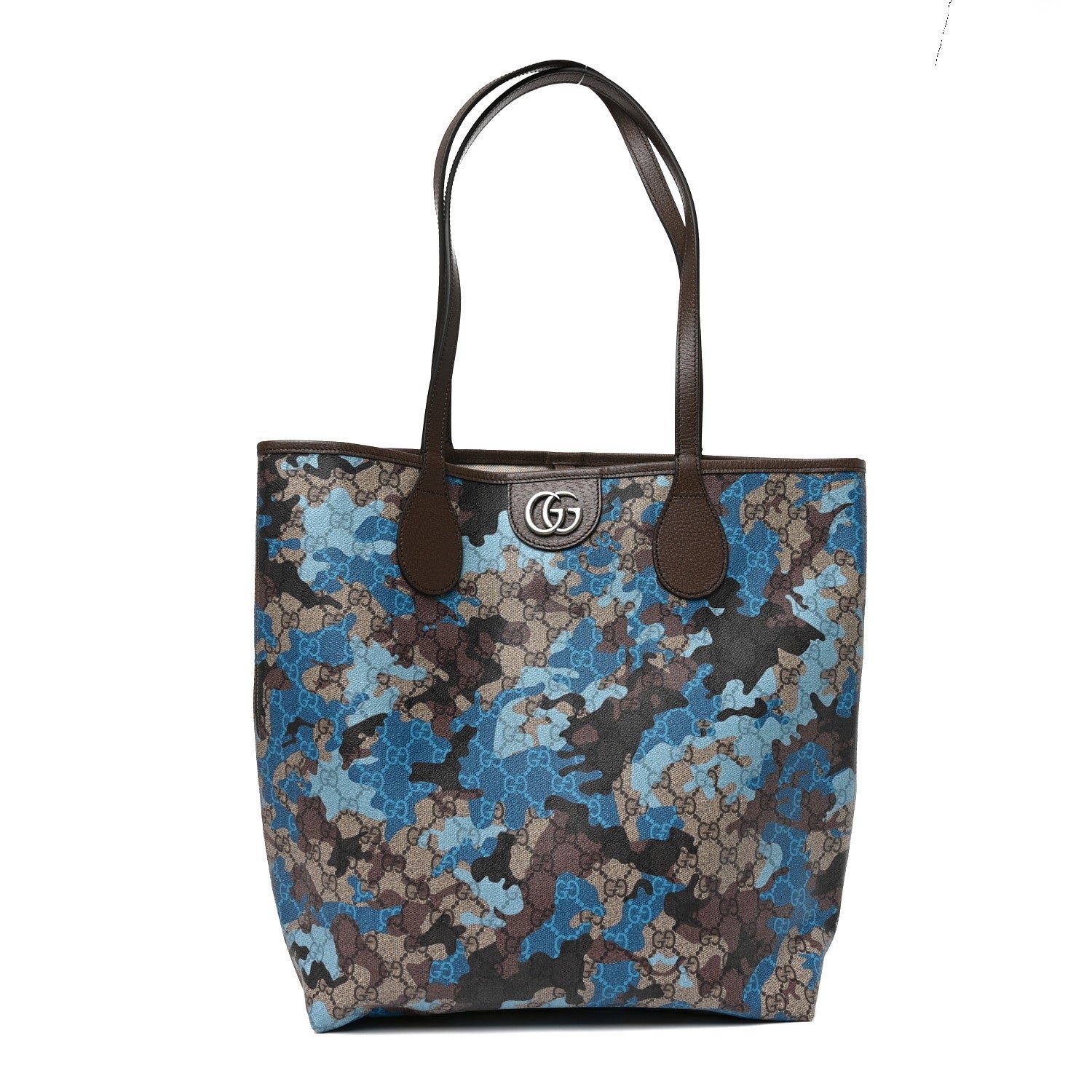 Gucci Supreme Monogram Camouflage Print Medium Tote  Beige Ebony New Acero Blue