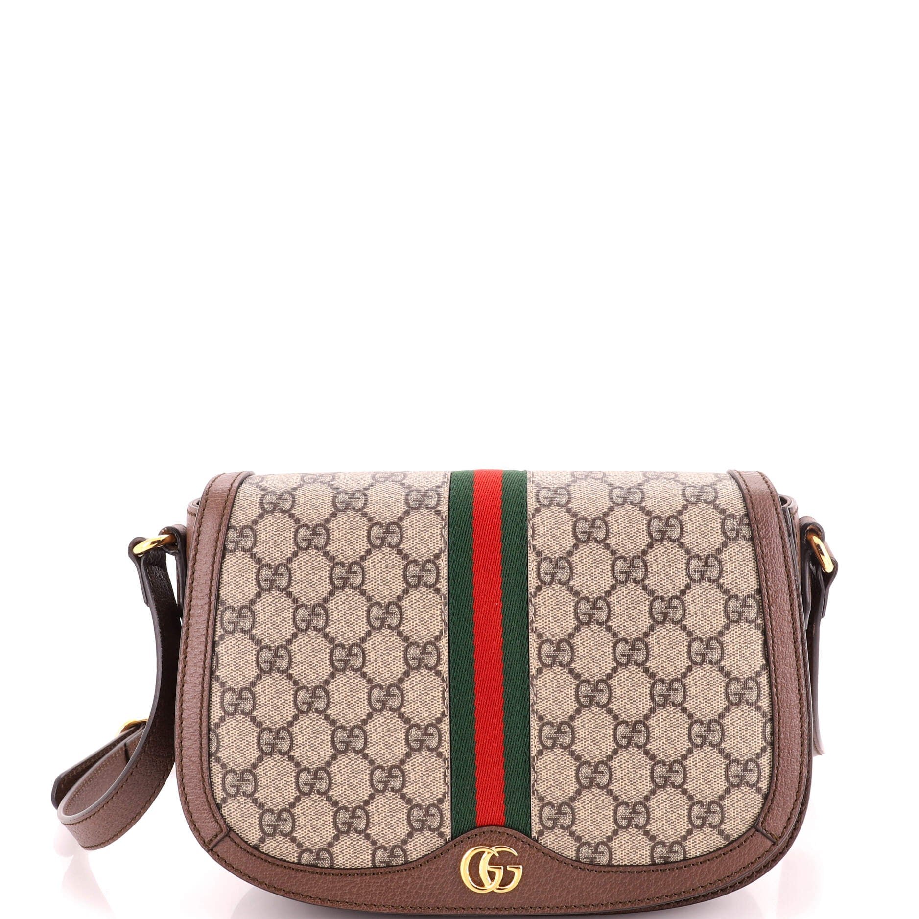 Ophidia Saddle Flap Shoulder Bag GG Coated Canvas Small