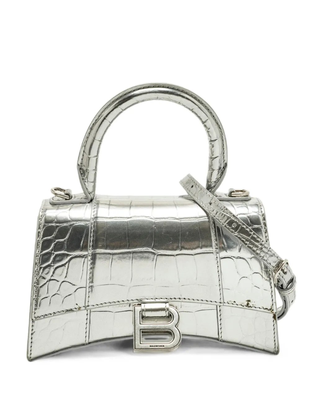 XS Hourglass croc-embossed tote bag