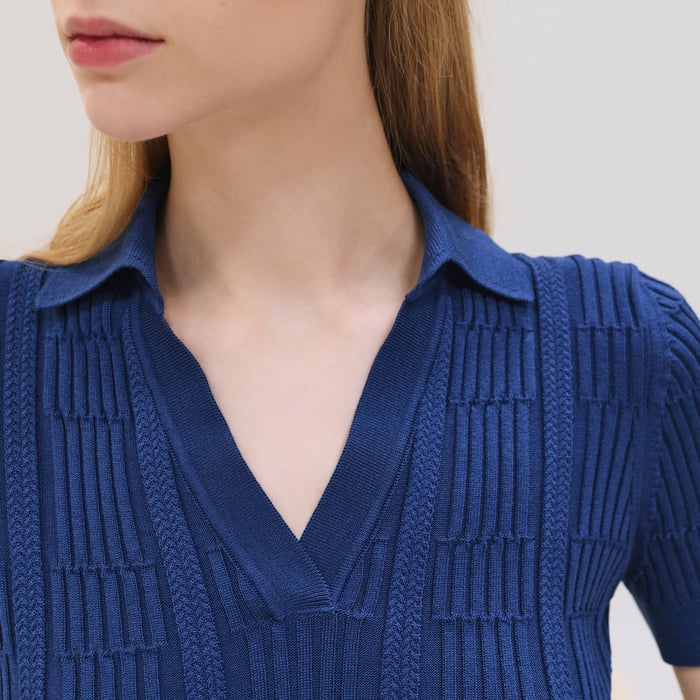 Bleu Hudson "Coaching" Short-sleeve Sweater