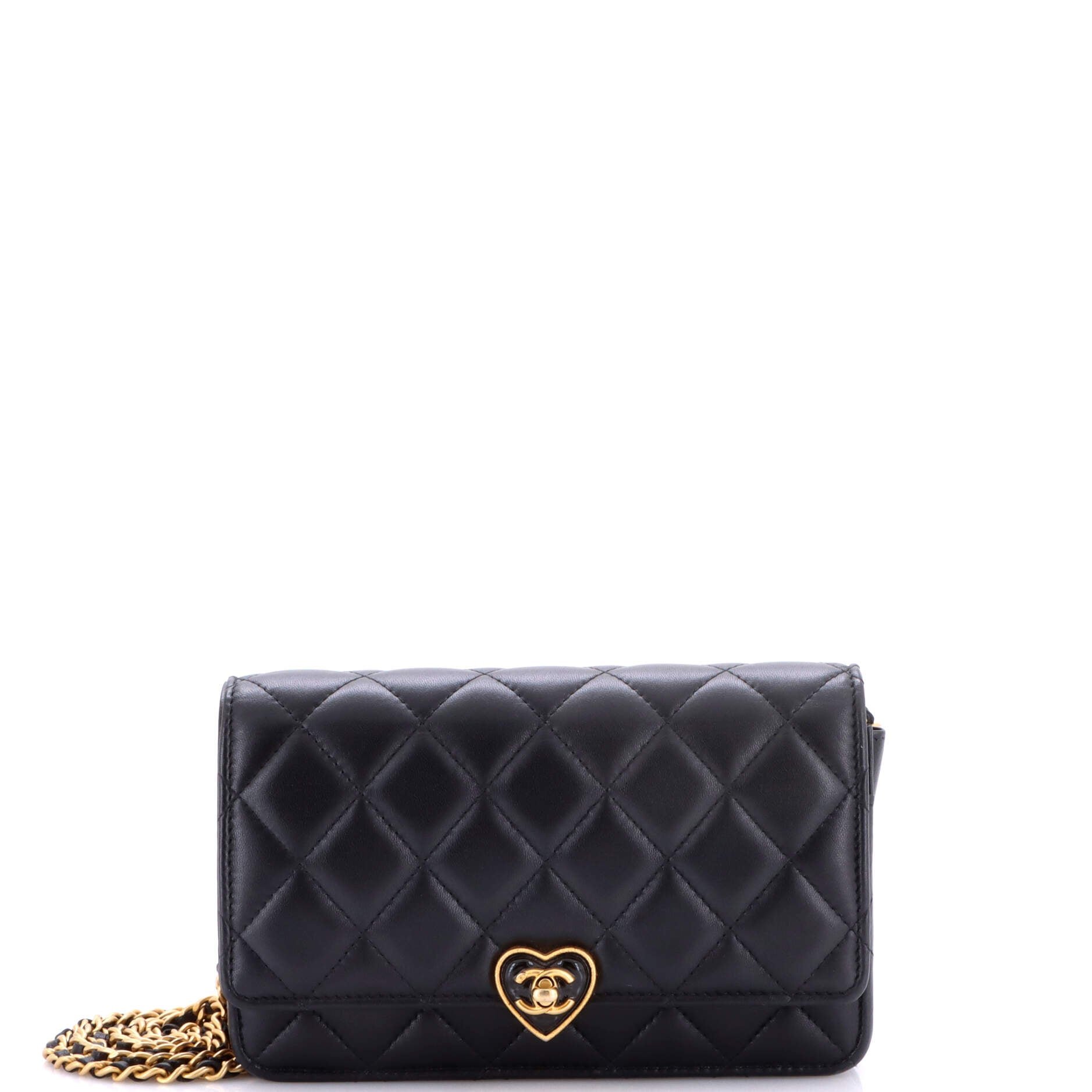 Coco Love CC Heart Wallet on Chain Quilted Lambskin