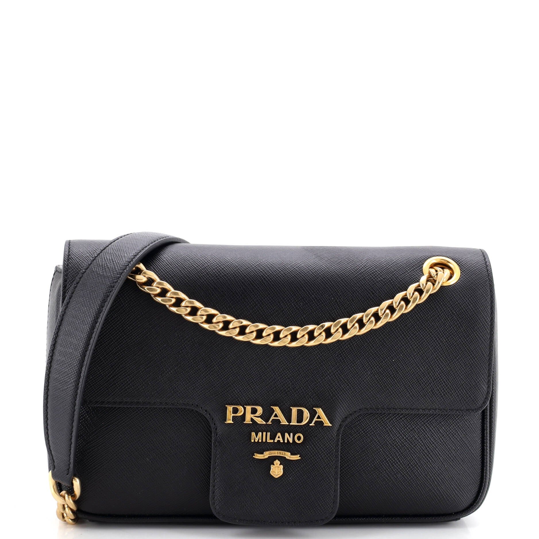 Pattina Flap Shoulder Bag Saffiano Leather Small