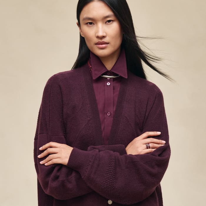 Rouge Bordeaux Long Cashmere Cardigan