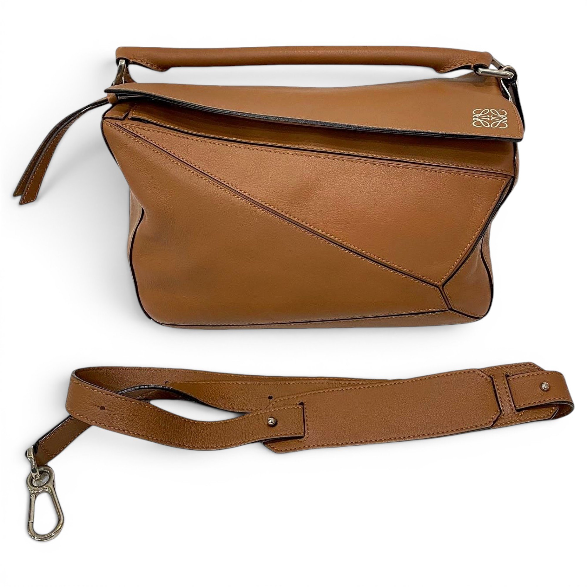 Puzzle leather handbag