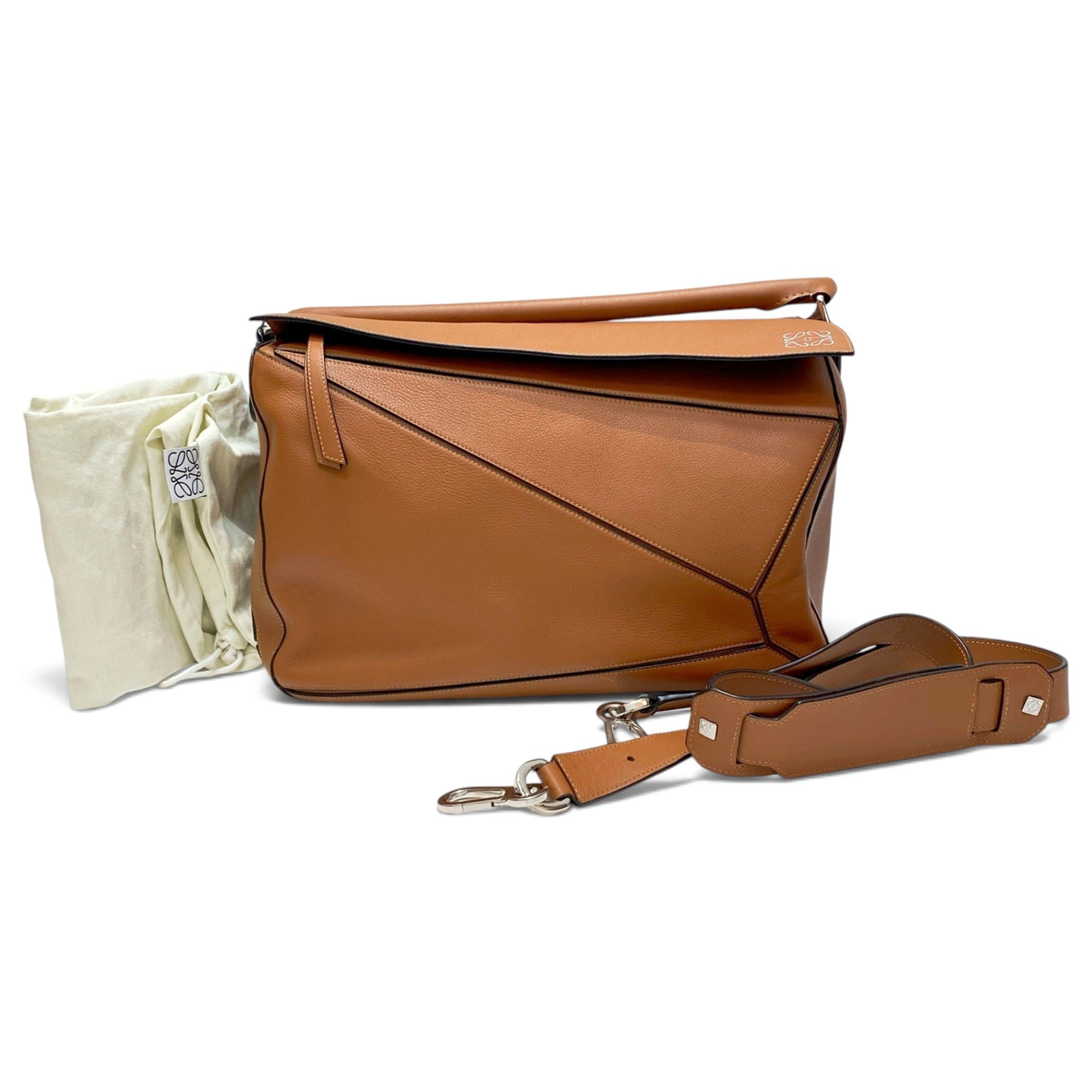 Puzzle leather handbag