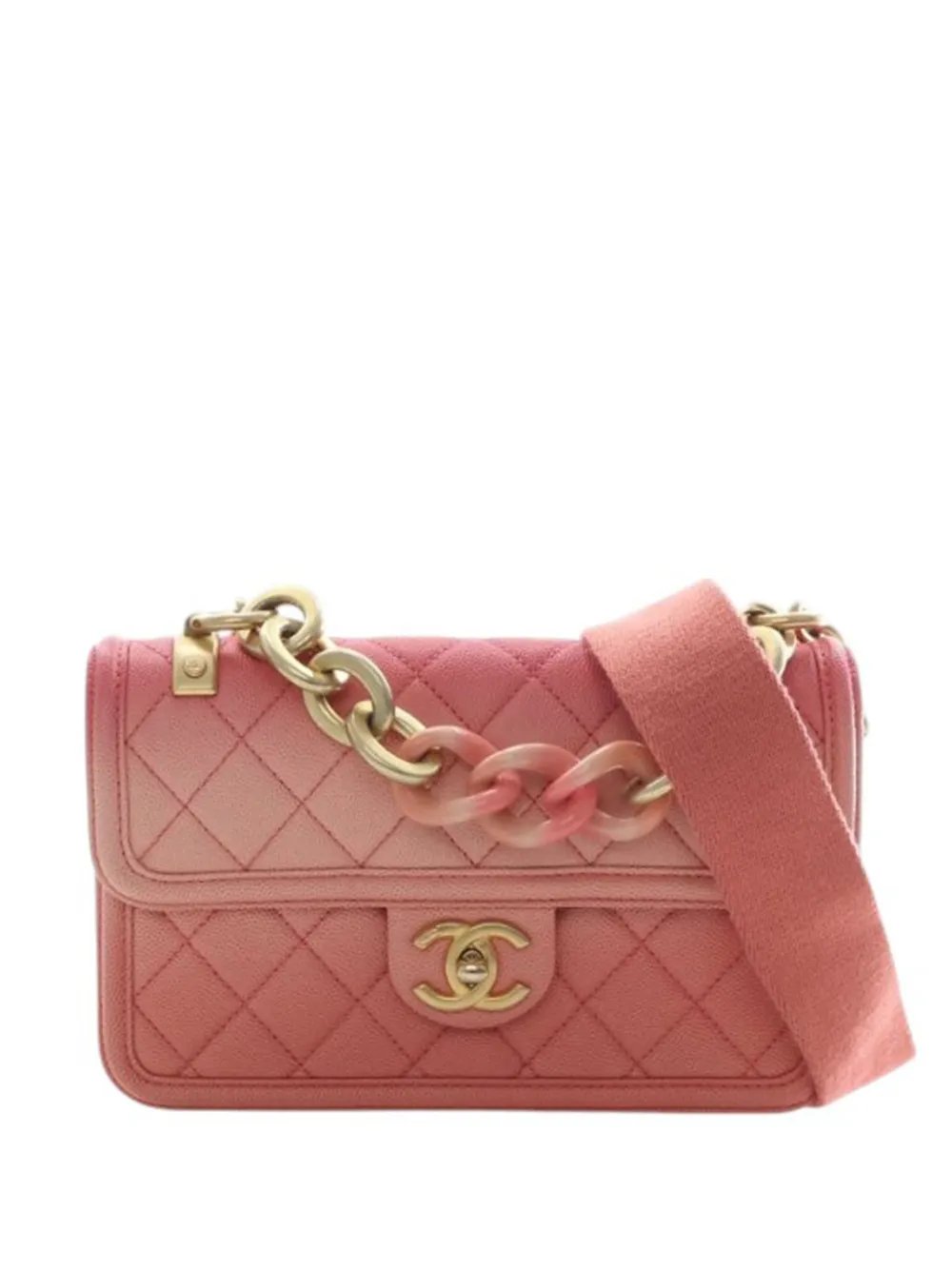 2018-2019 Small Quilted Caviar Sunset On The Sea Flap satchel