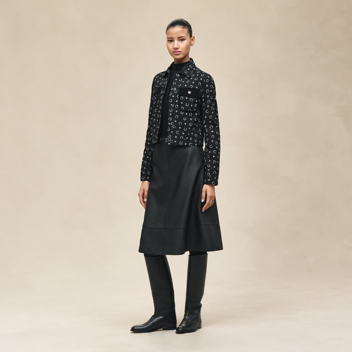 Noir Veste Inspiration Denim Imprimé « porte-bonheur Bandana »