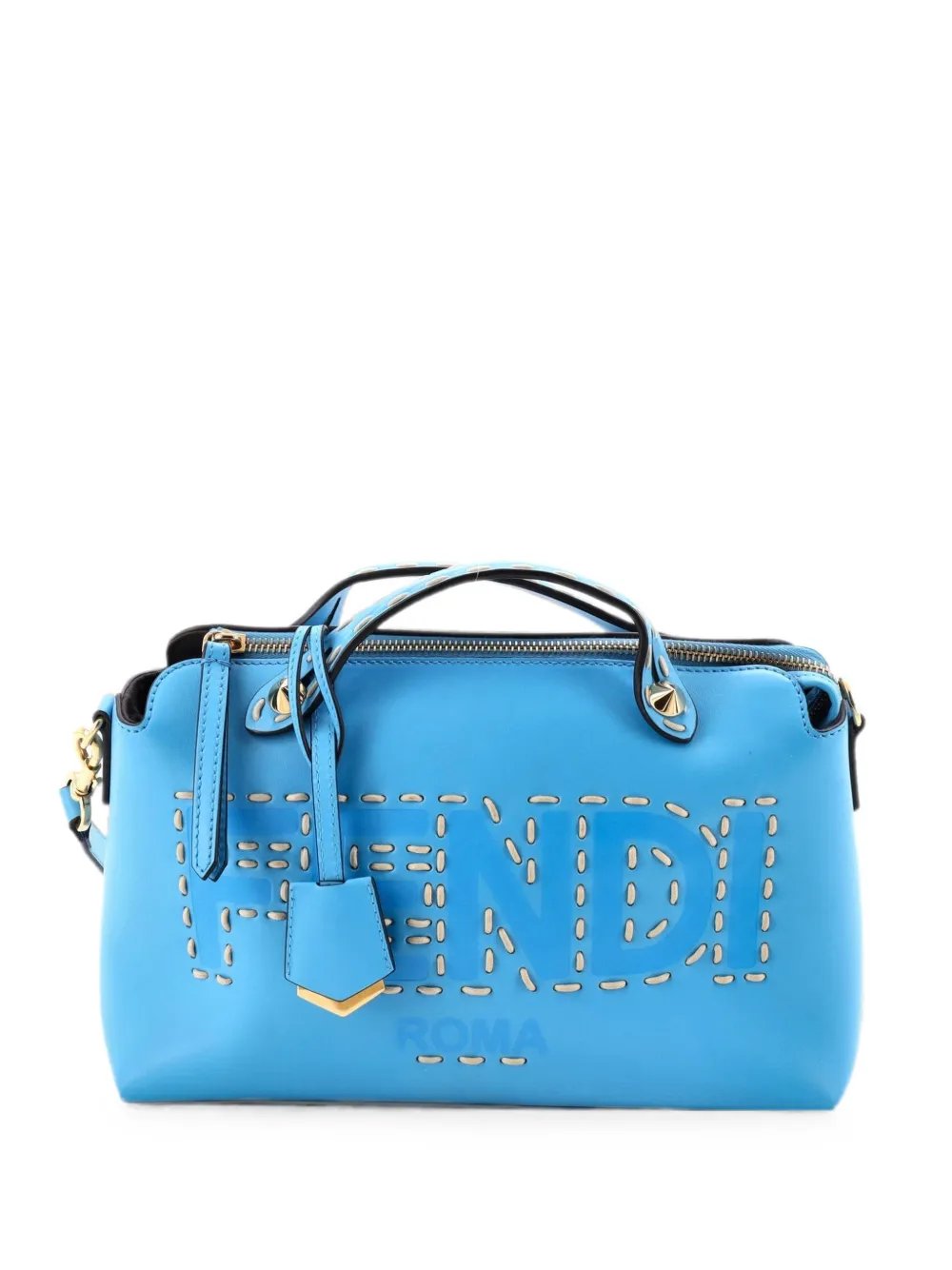 Logo By The Way Stitched Leather Medium satchel
