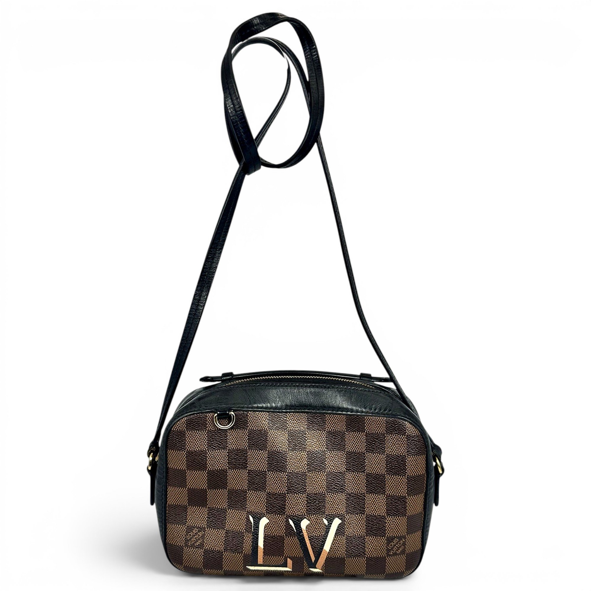 Double zip leather crossbody bag