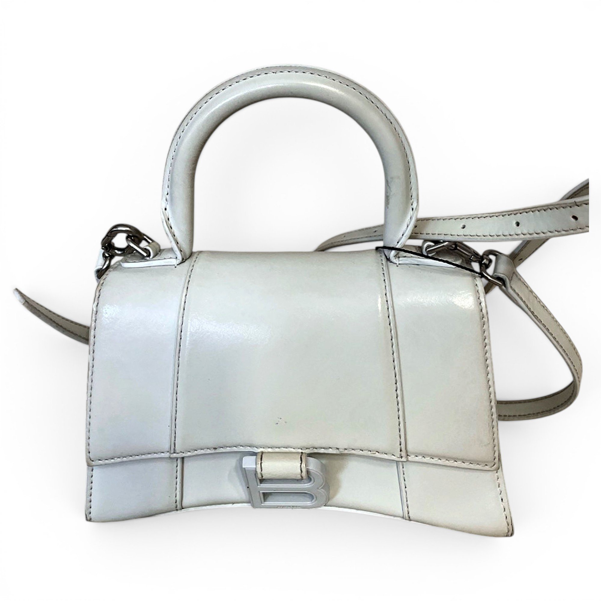 Hourglass leather handbag