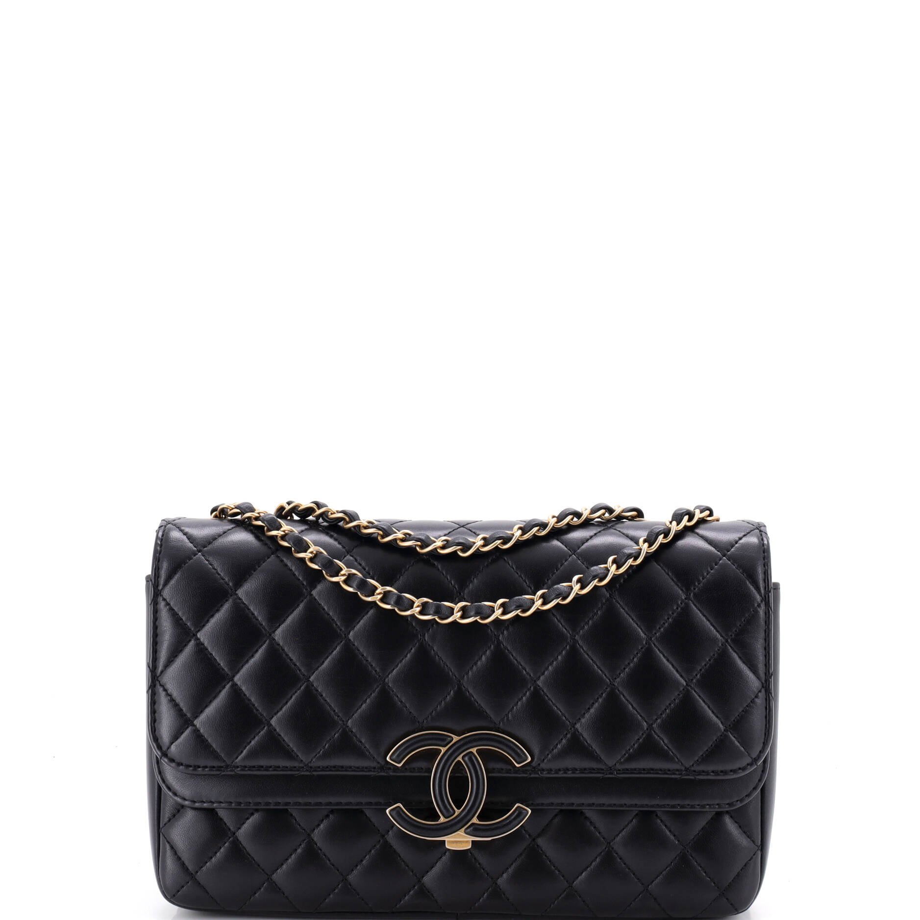 CC Chic Double Flap Bag Quilted Lambskin Medium