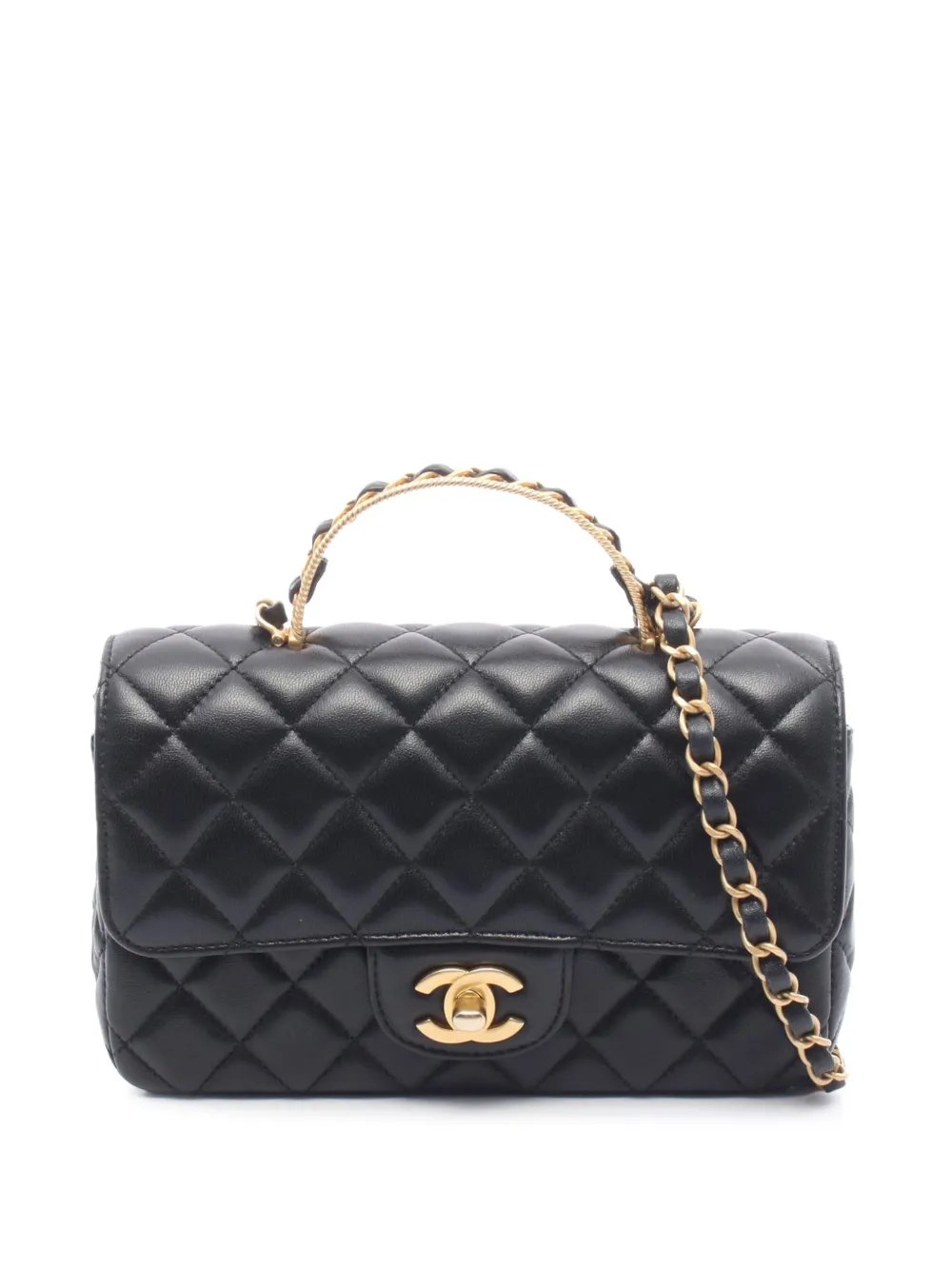 2021-2026 CC Quilted Lambskin Chain Top Handle Flap satchel