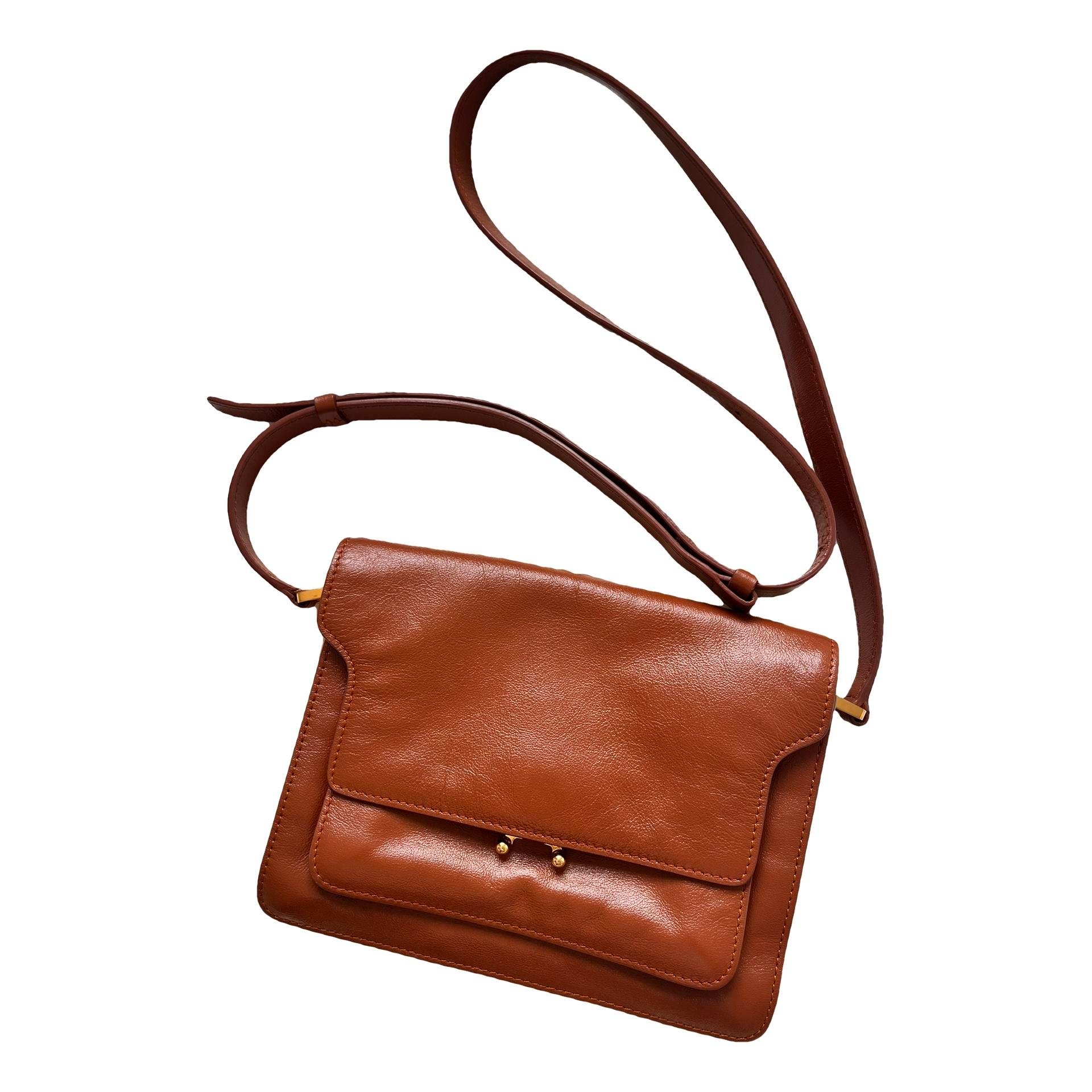 Trunk leather crossbody bag