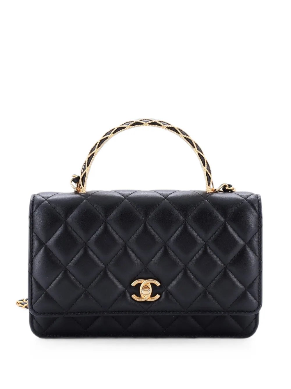 Pick Me Up Logo Handle Wallet on Chain Quilted Lambskin satchel