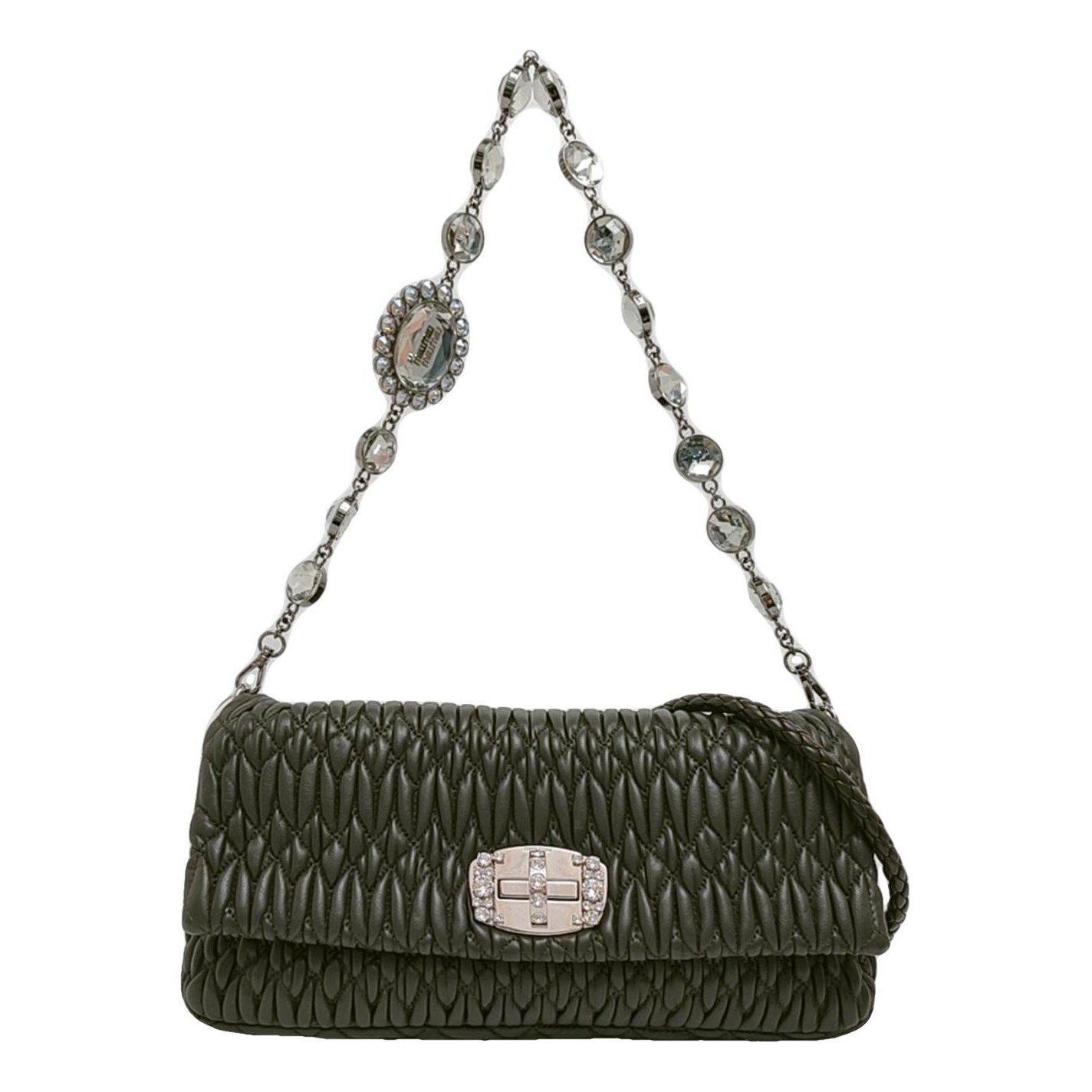 Miu Crystal leather handbag