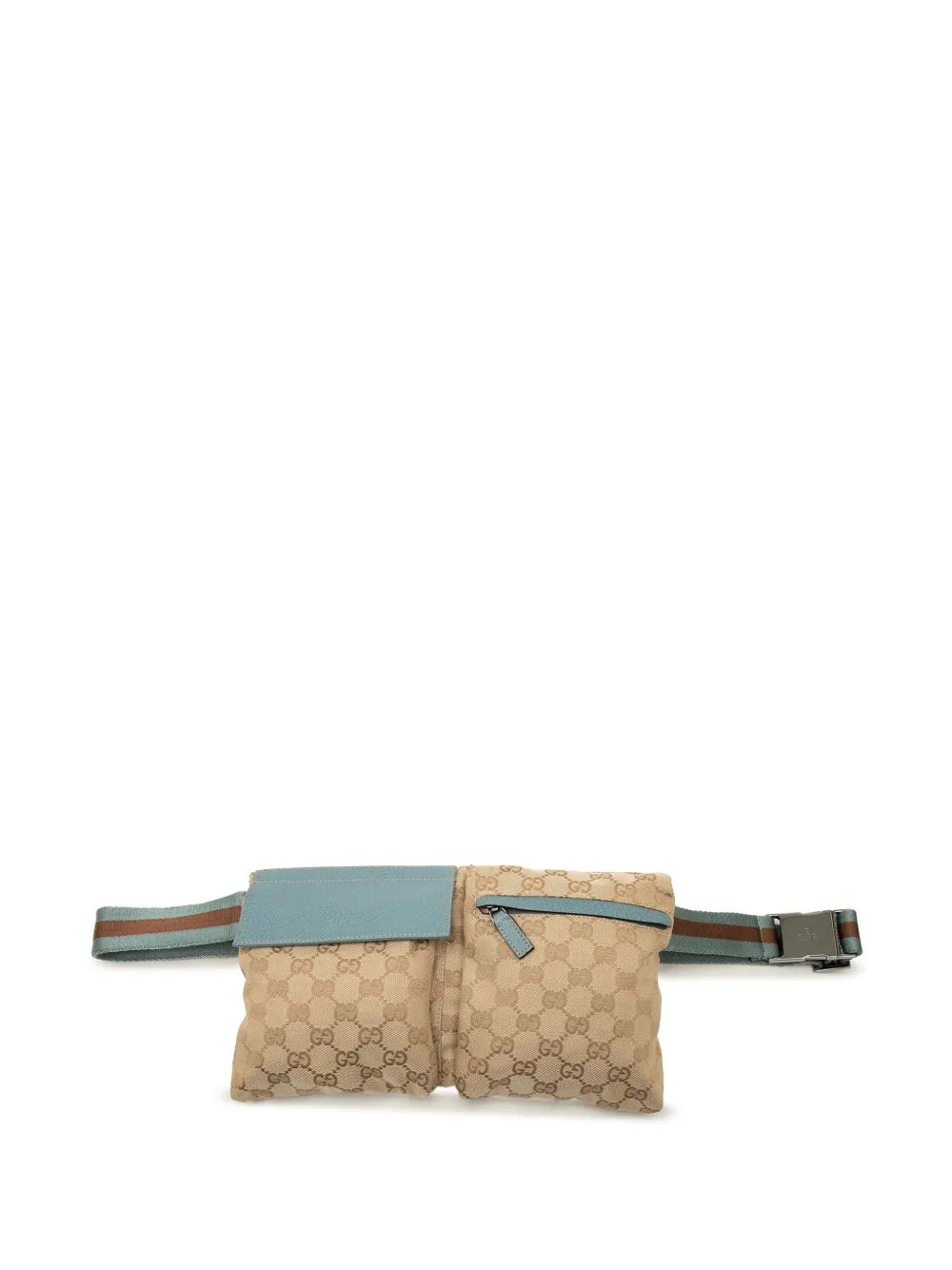 2000-2015 GG Canvas Web Double Pocket belt bag