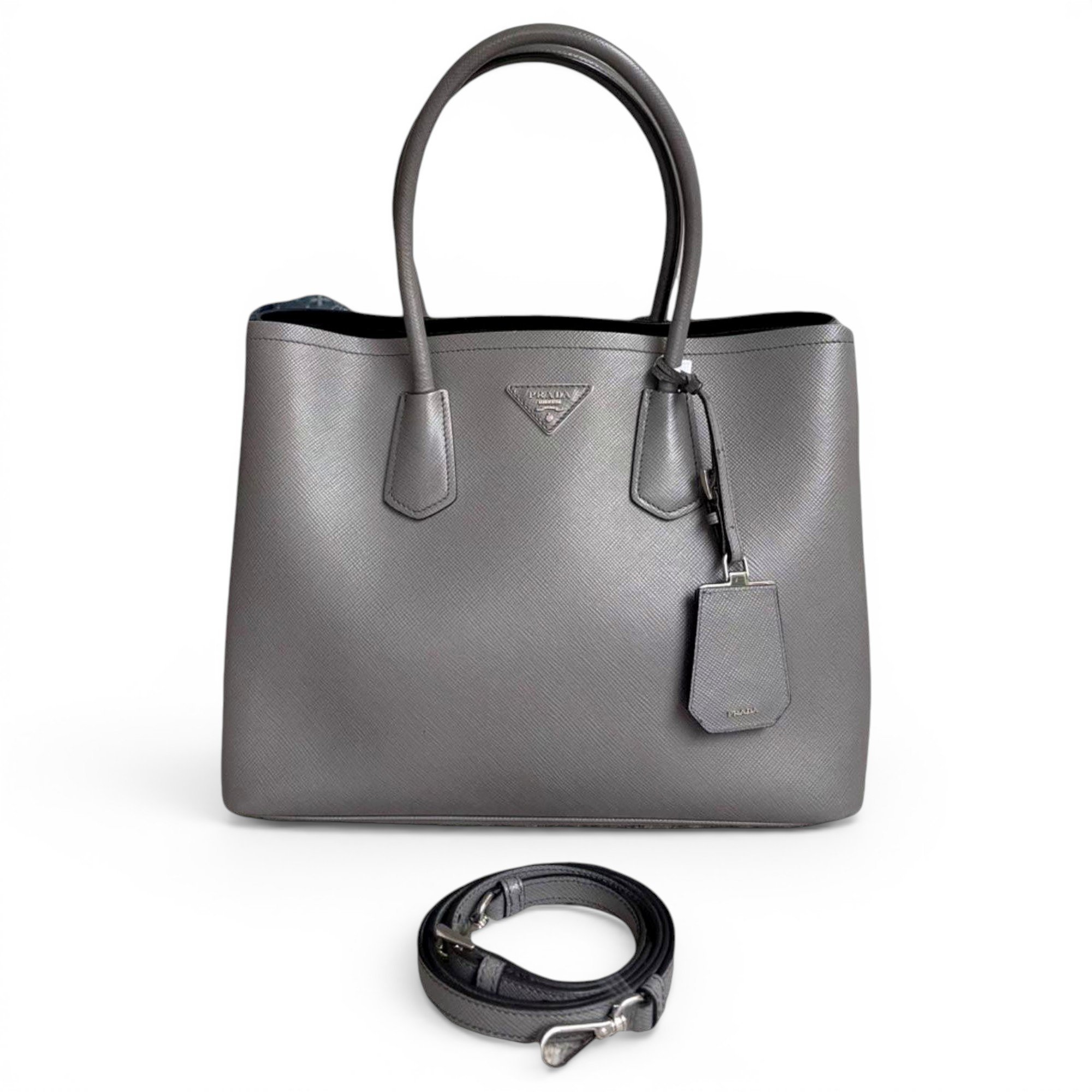 Double leather handbag