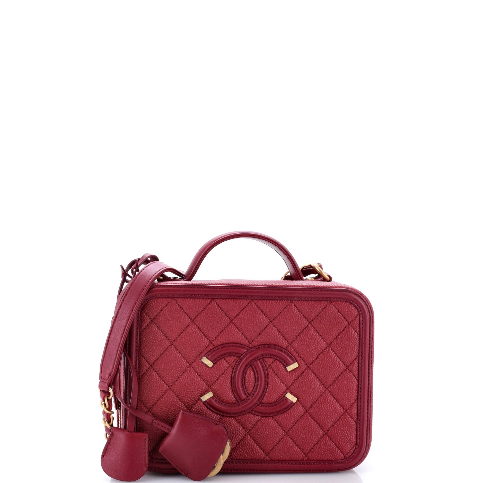 Filigree Vanity Case Quilted Caviar Medium