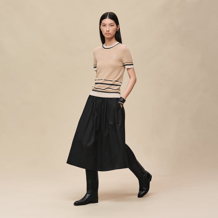 Beige Cajou "Ex-libris" Short-sleeve Sweater